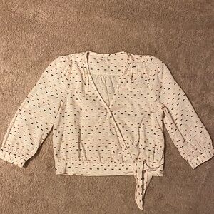 Madewell embroidered wrap cotton top